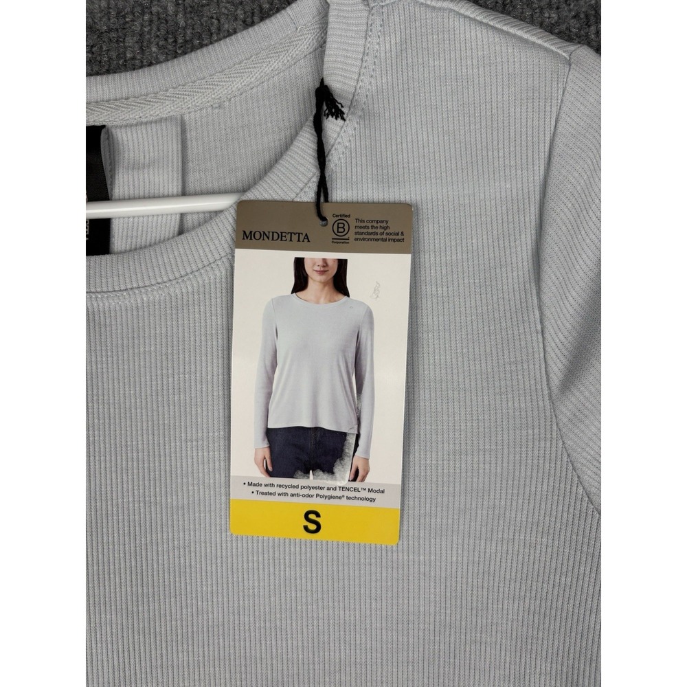 Mondetta Women's Ribbed Long Sleeve Top Blue  Small New With Tags - Picture 2 of 9